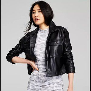 Cropped Leather Jacket (Small / Black)